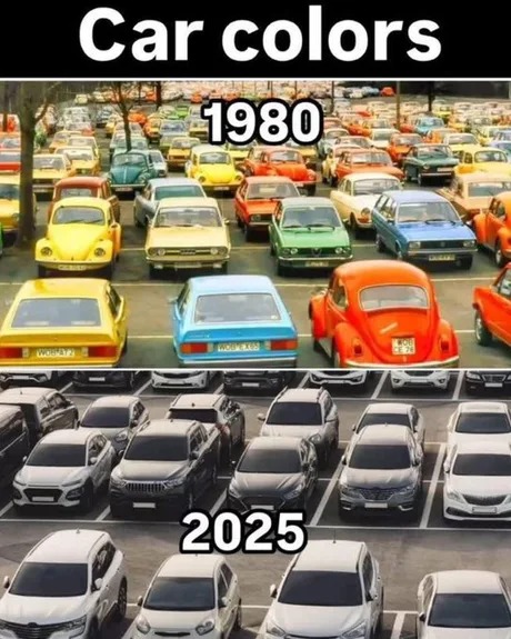 Car colors 1980-2025 - meme