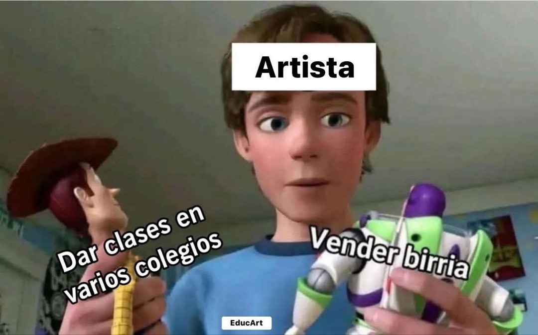 cuando el artista en clase vende una birria de colegio - meme