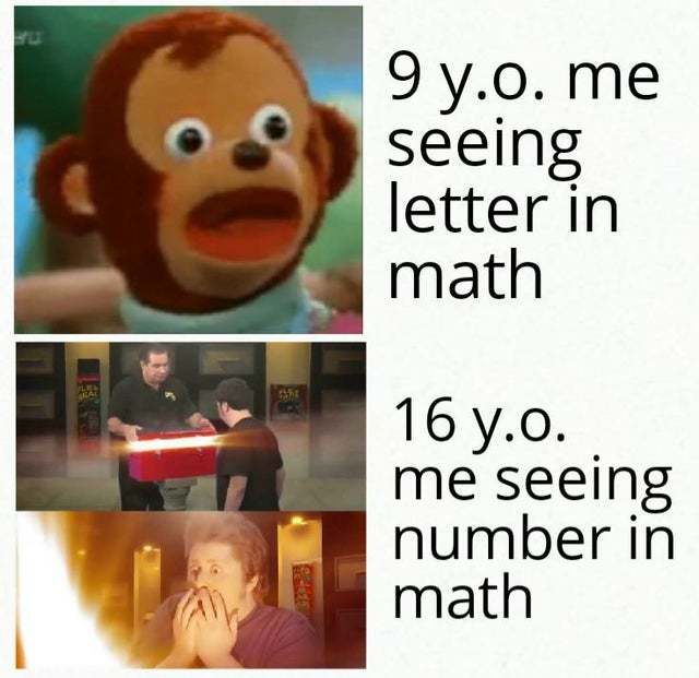 Letters in math - meme