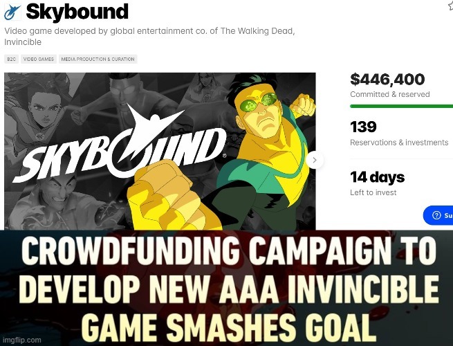 Invincible video game crowdfunding meme
