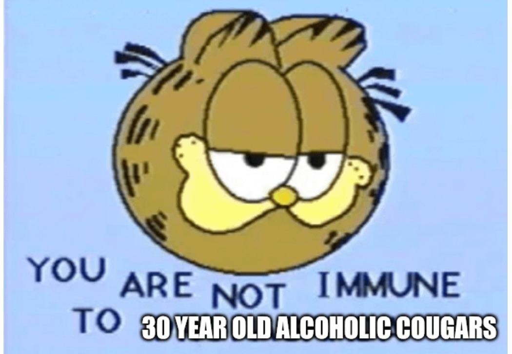 You are not immune to 30 year old alcoholic cougars - meme