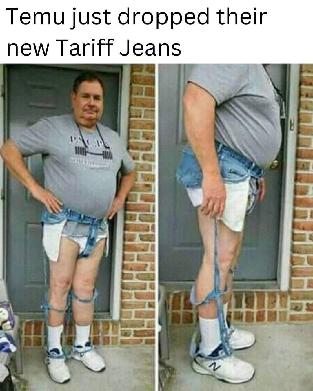 Temu drops Tariff Jeans for surviving the new economy - meme
