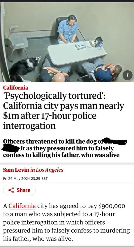 California City pays man nearly $lm after 17 hour police interrogation - meme