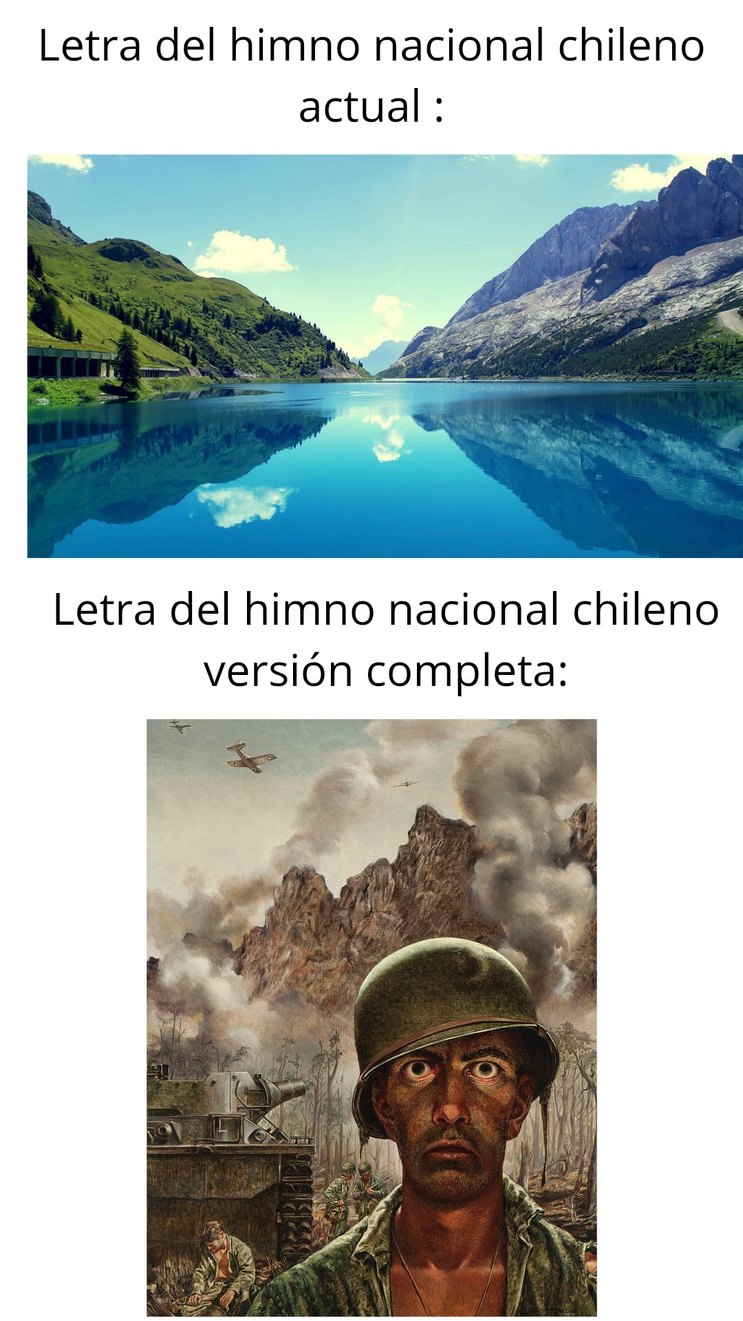 Contexto: En la versión actual se menciona mucho el paisaje del país. En cambio en el antiguo había muchas referencias a la guerra de independencia - meme