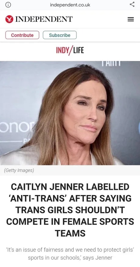 Caitlyn Jenner labelled as antitrans - meme