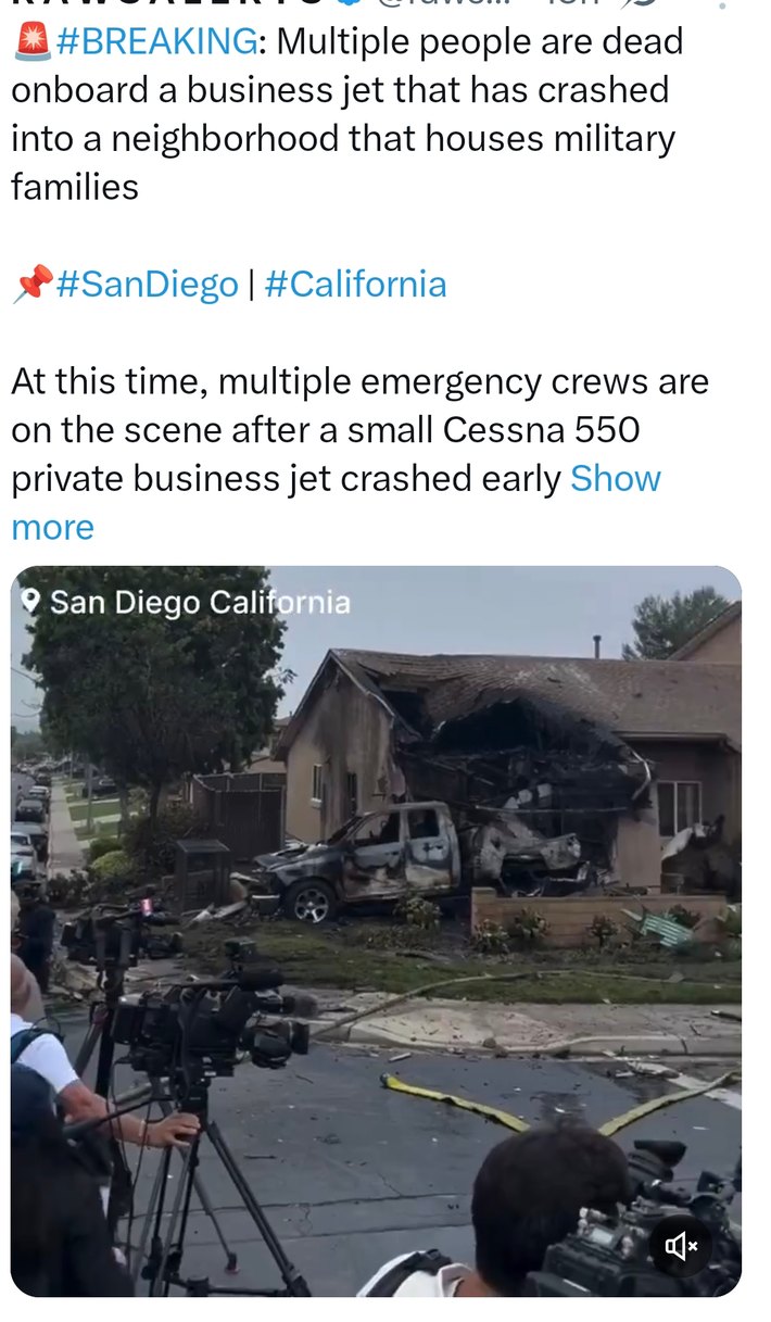 Private jet crashes in San Diego neighborhood, multiple fatalities reported - meme