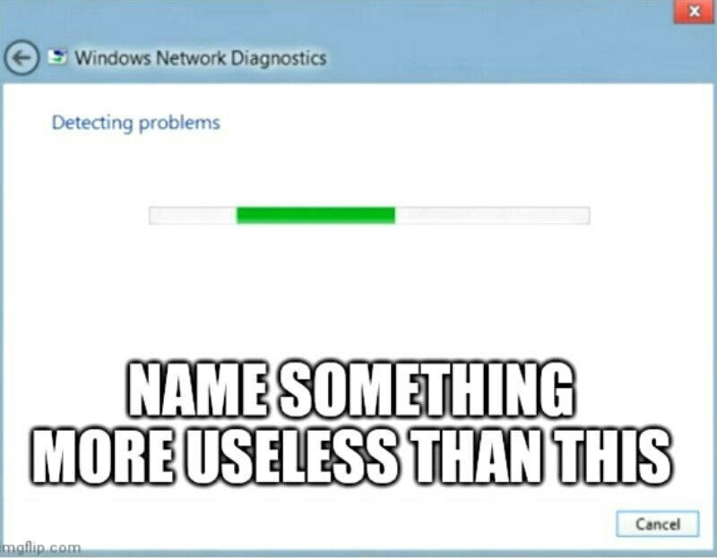 When Windows Network Diagnostics can't even figure out what’s wrong - meme