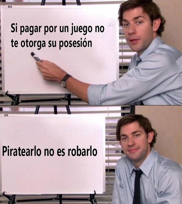 Si no es tuyo ni pagándolo, piratearlo es justicia social - meme
