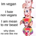 Clown vegan meme