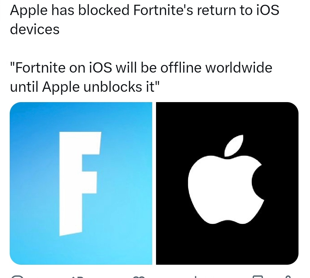 Apple said nah, no Fortnite for you - meme