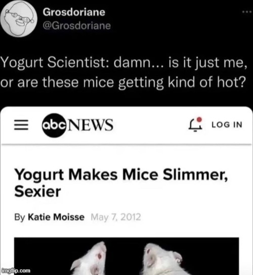 Yogurt makes mice slimmer - meme
