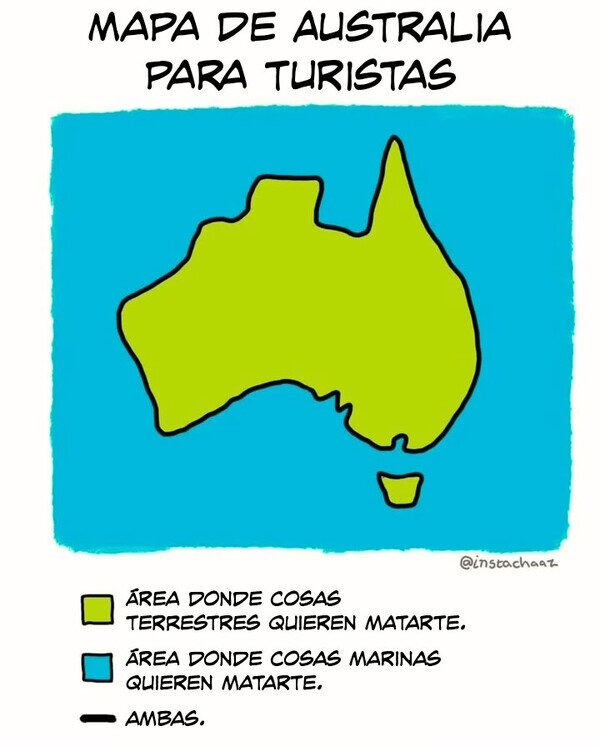 turismo en Australia: morir en tierra, mar o ambos gratis - meme