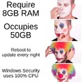 Clown meme about PCs