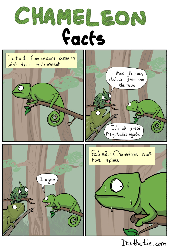 Chameleons are double faced - meme
