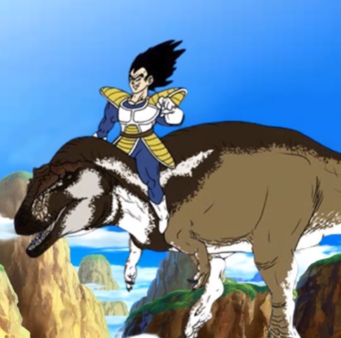 Vegeta y un dinosaurio , re épico xd - meme
