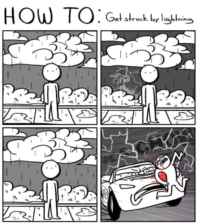 How to get struckt by lightning - meme