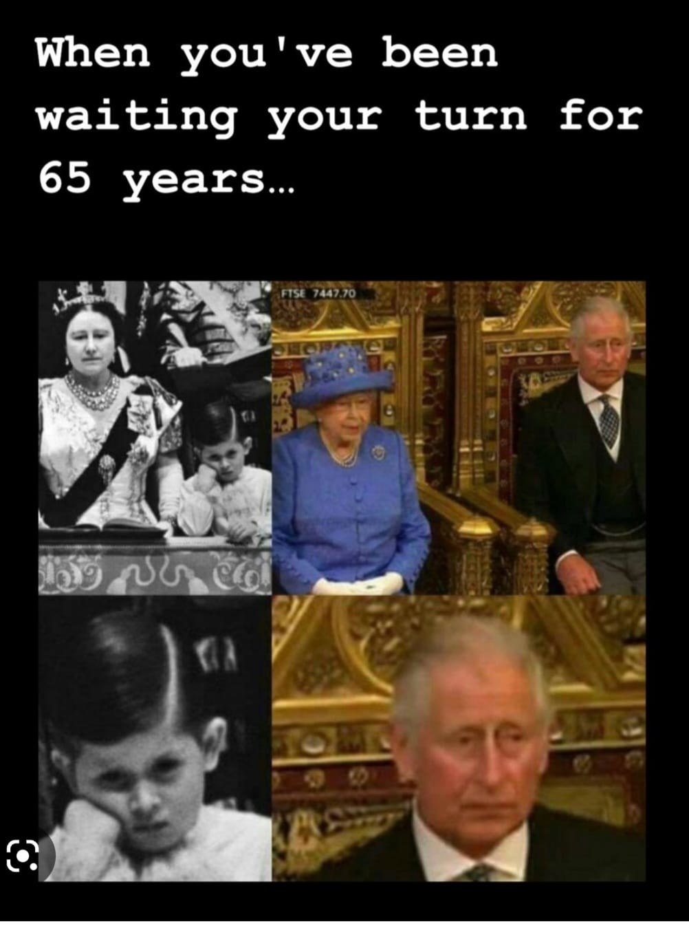 Waiting your turn for 65 years - meme