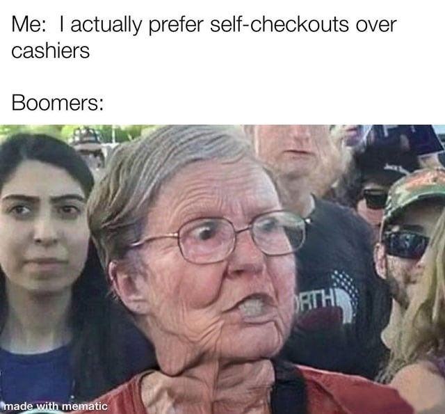 Boomers and cashiers - meme