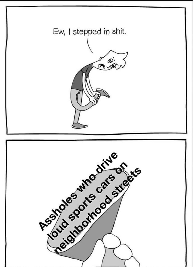 Sportscars in neighborhood streets - meme
