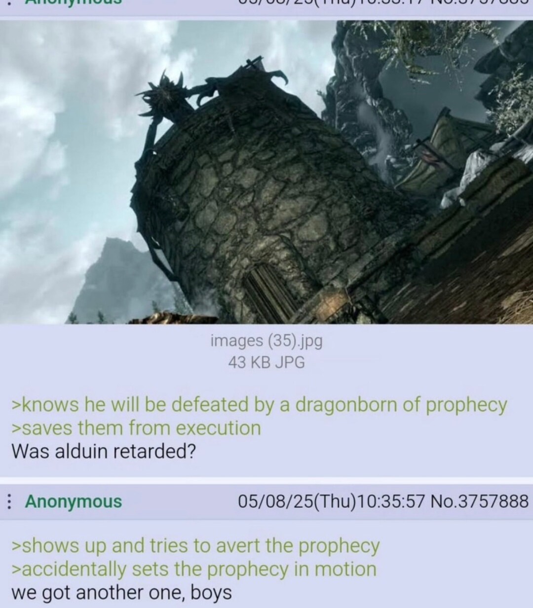 Alduin really jumpstarted the prophecy just to lose later - meme