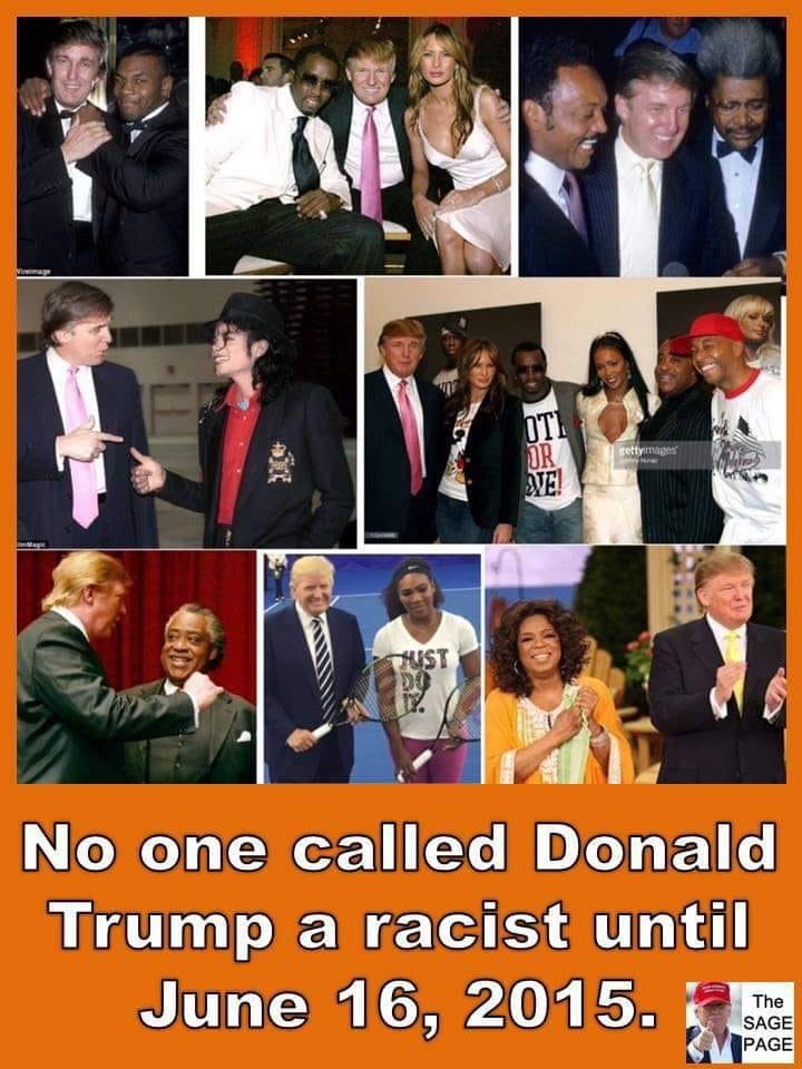 No one called Trump a racist until 6/16/2015 - meme