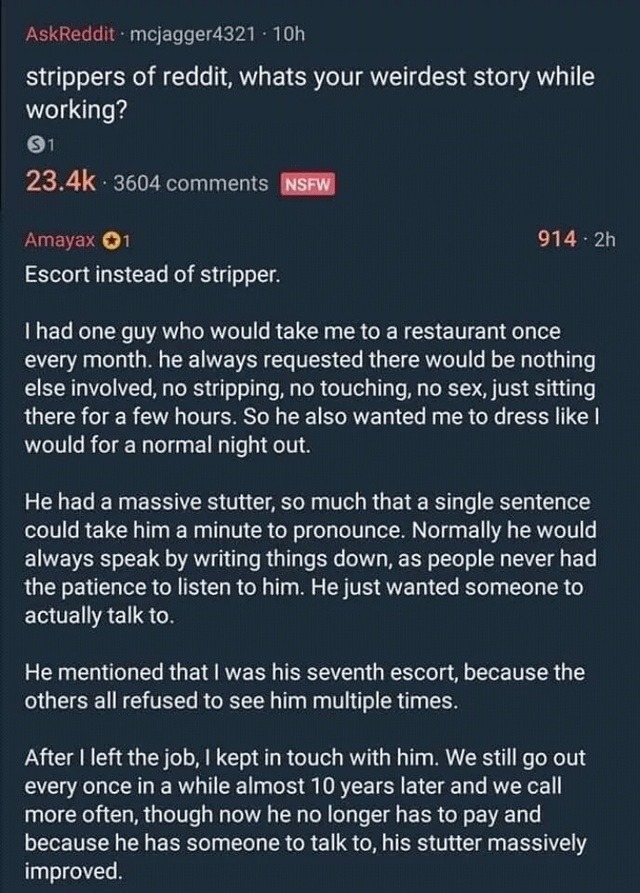 She was hired to sit and listen. Now they’re friends for life - meme