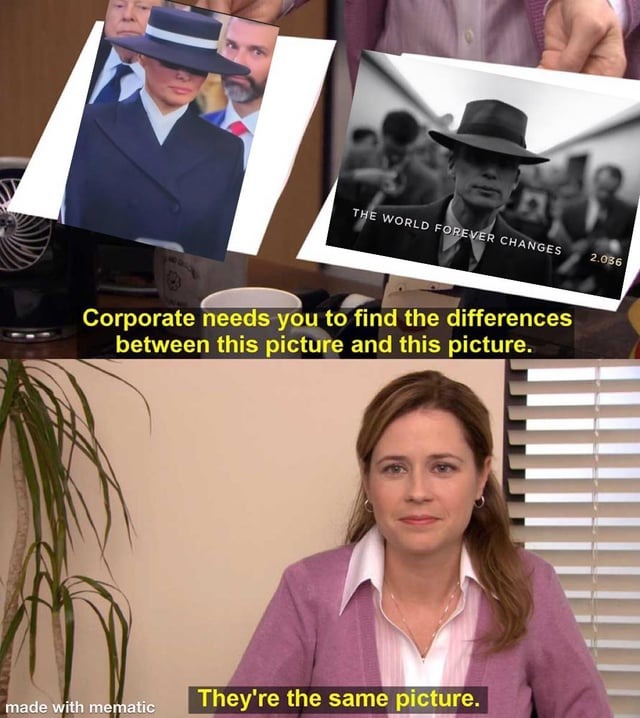 Melania trump oppenheimer outfit meme