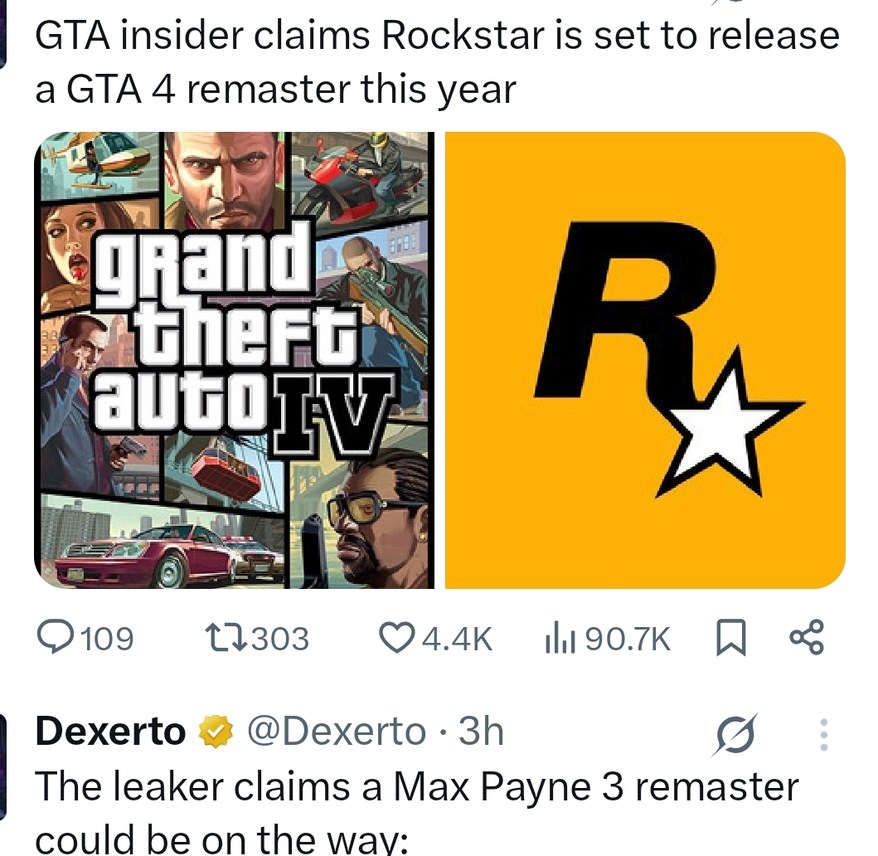 GTA 4 remaster + maybe Max Payne 3? Rockstar feeding us nostalgia - meme