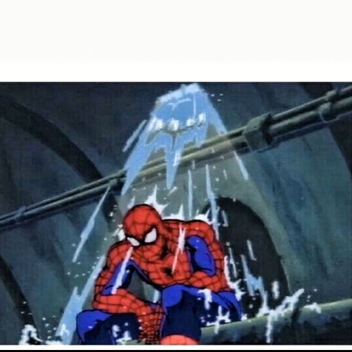 Spiderman Sad bajo el agua Plantilla MEME