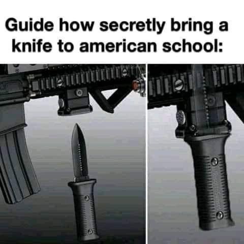 Don't bring a knife to a... - meme