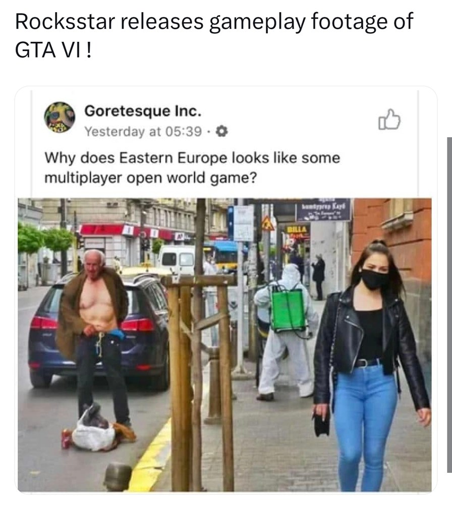 GTA VI gameplay leak got people thinking it’s Eastern Europe - meme