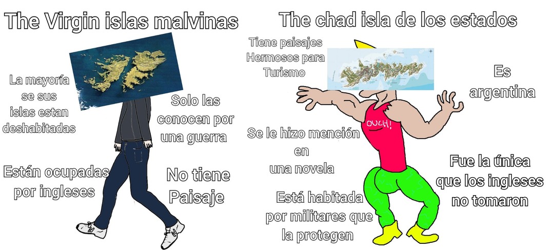 Islas Malvinas vs isla de los estados - meme