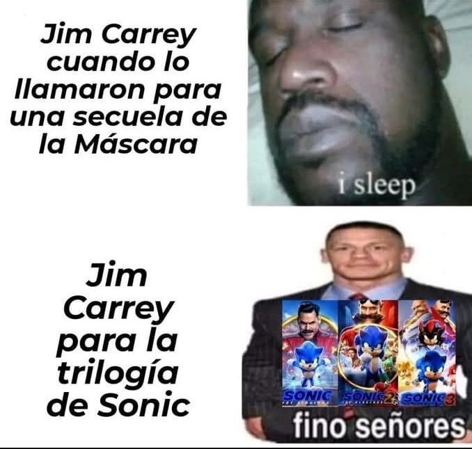 Jim Carrey bien basado vlviendo de su retiro para sonic - meme