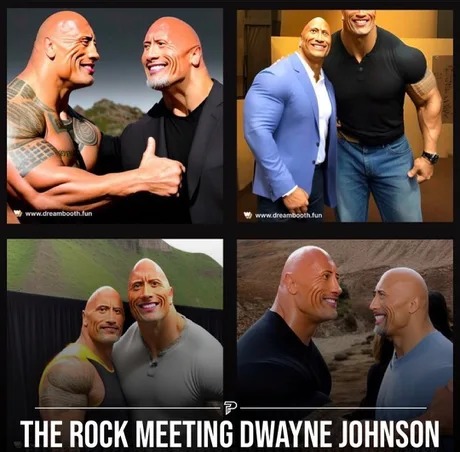 The Rock meeting Dwayne Johson made by AI - meme