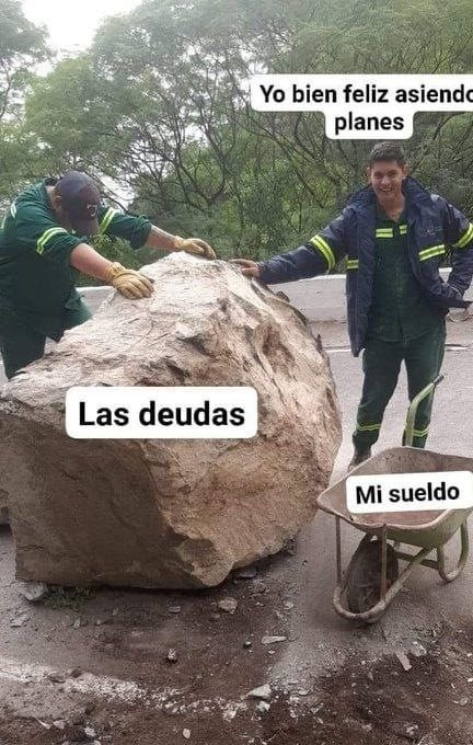 Deudas vs sueldo - meme