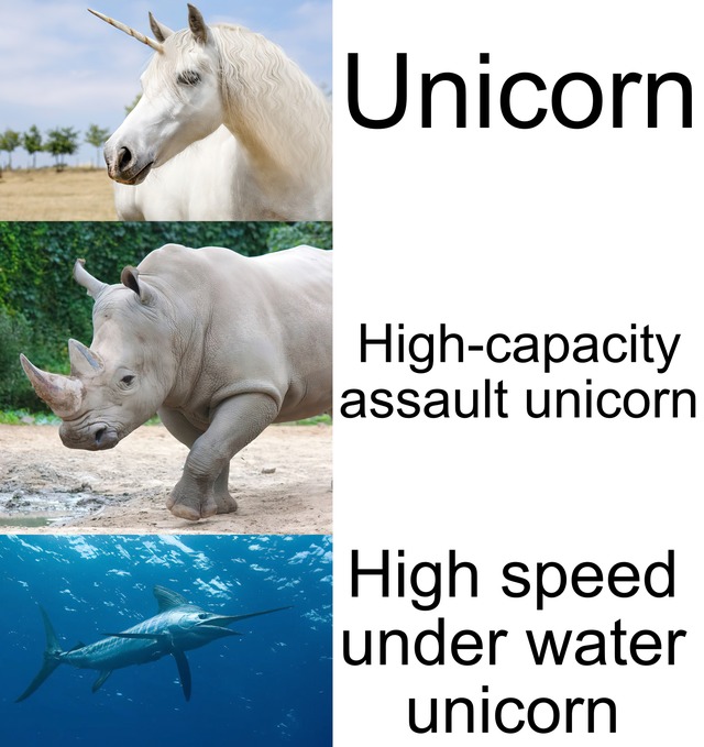 Types of unicorns - meme