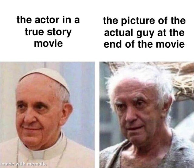 actor vs the picture of the actual guy of the movie - meme