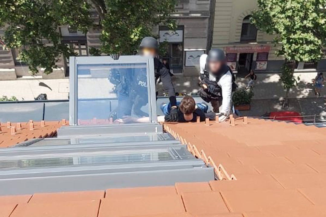 US citizen drug dealer captured on a rooftop in Budapest (skin color warning) - meme