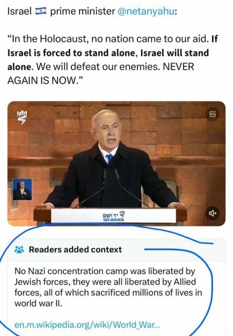 When last I looked, Allied Forces, not Jewish forces, liberated concentration camps - meme