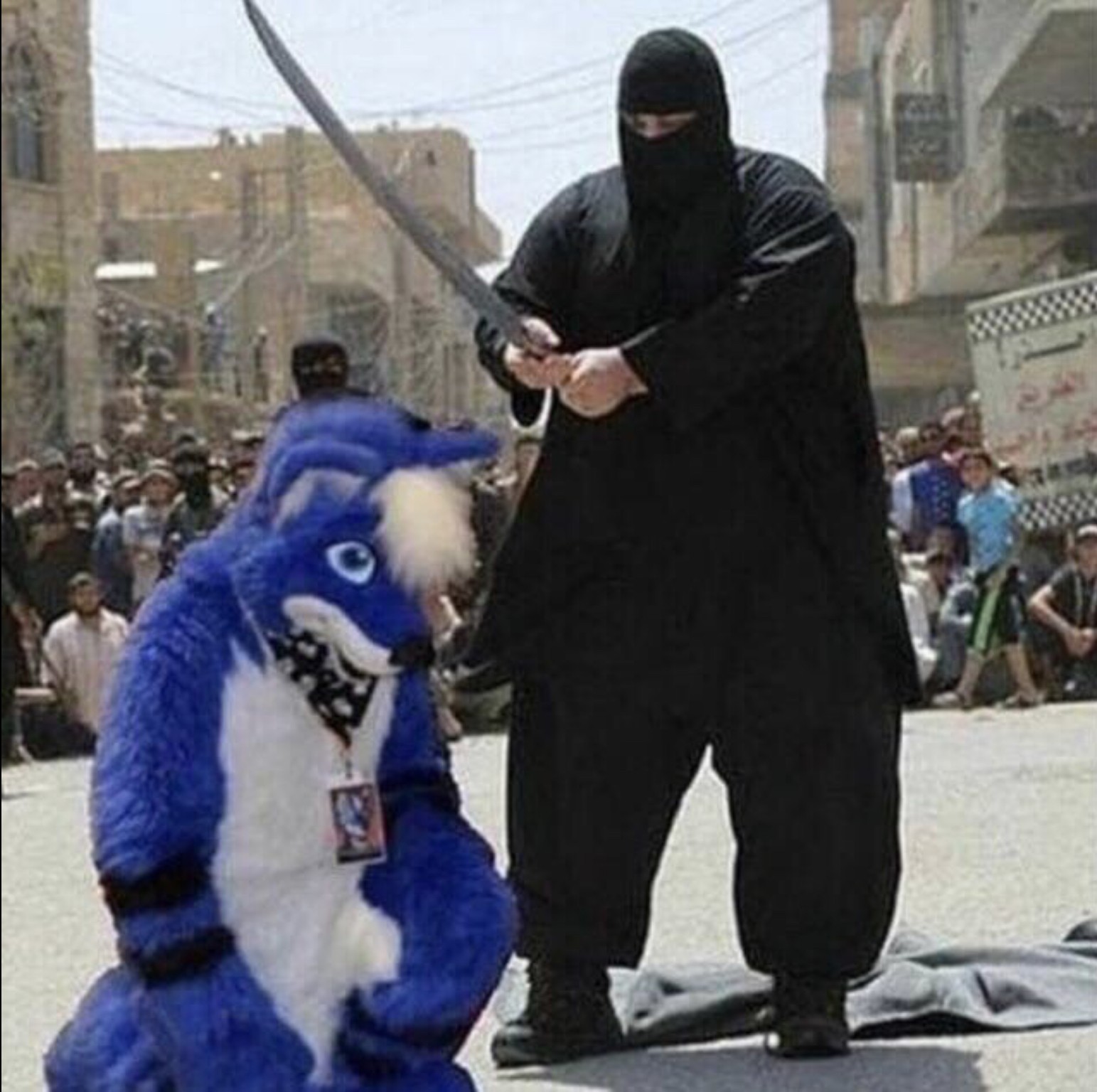 Gamer publicly executing a furry as a warning. - meme