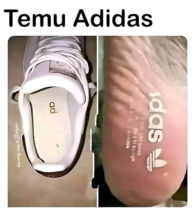 Adidas compradas en Temu - meme