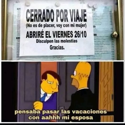Cerrado por viaje - meme
