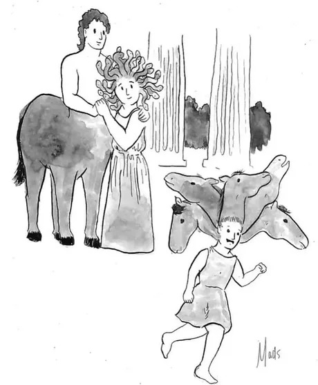 Meme dibujado de centauro x medusa