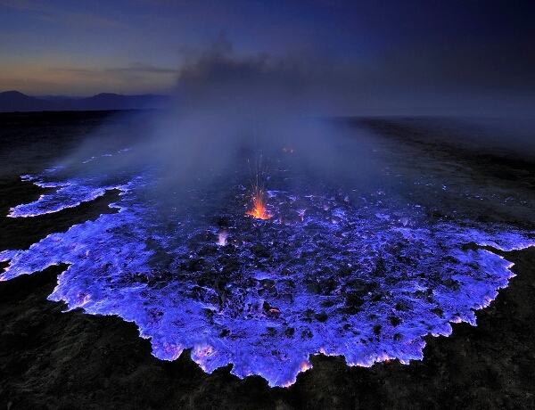 Volcano in Ethiopia burning blue - meme