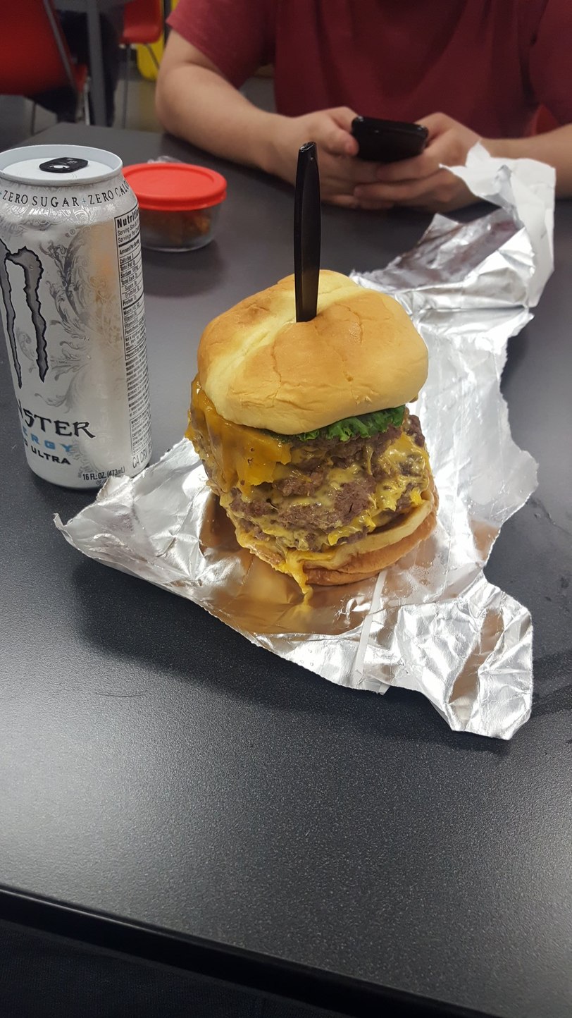 I give you the triple triple burger, 9 patties and 9 slices of cheese - meme
