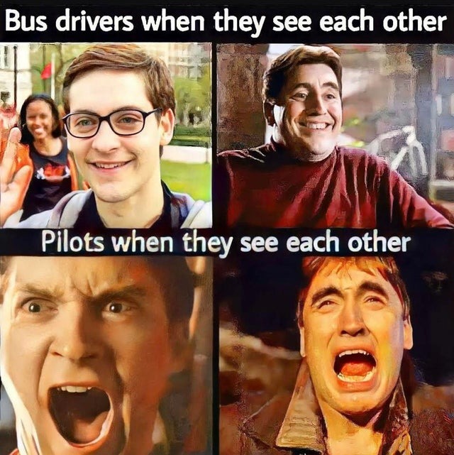 Bus drivers vs Pilots - meme