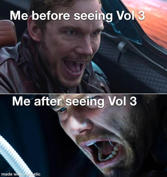 Before and after Guardians 3 - meme