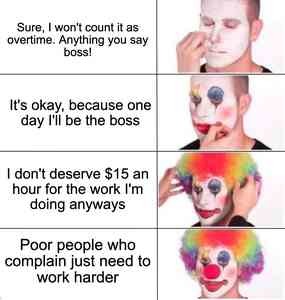 Clown thinking - meme