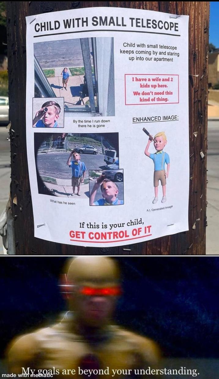 Kid with telescope meme
