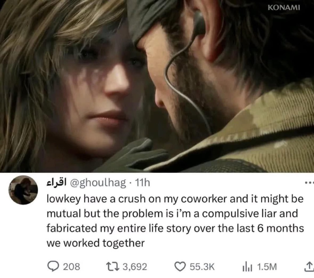 When you lie about your entire life story at work, but somehow it’s still working - meme